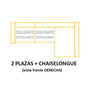 2PL DESLIZANTE XL+CH DERECHO ASIENTOS de 60cm (Largo 220 x Alto 115 x Fondo 160) ±