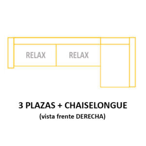 3PL 2 RELAX+CH DERECHO ASIENTO de 80cm (Largo 280 x Alto 115 x Fondo 160) ±